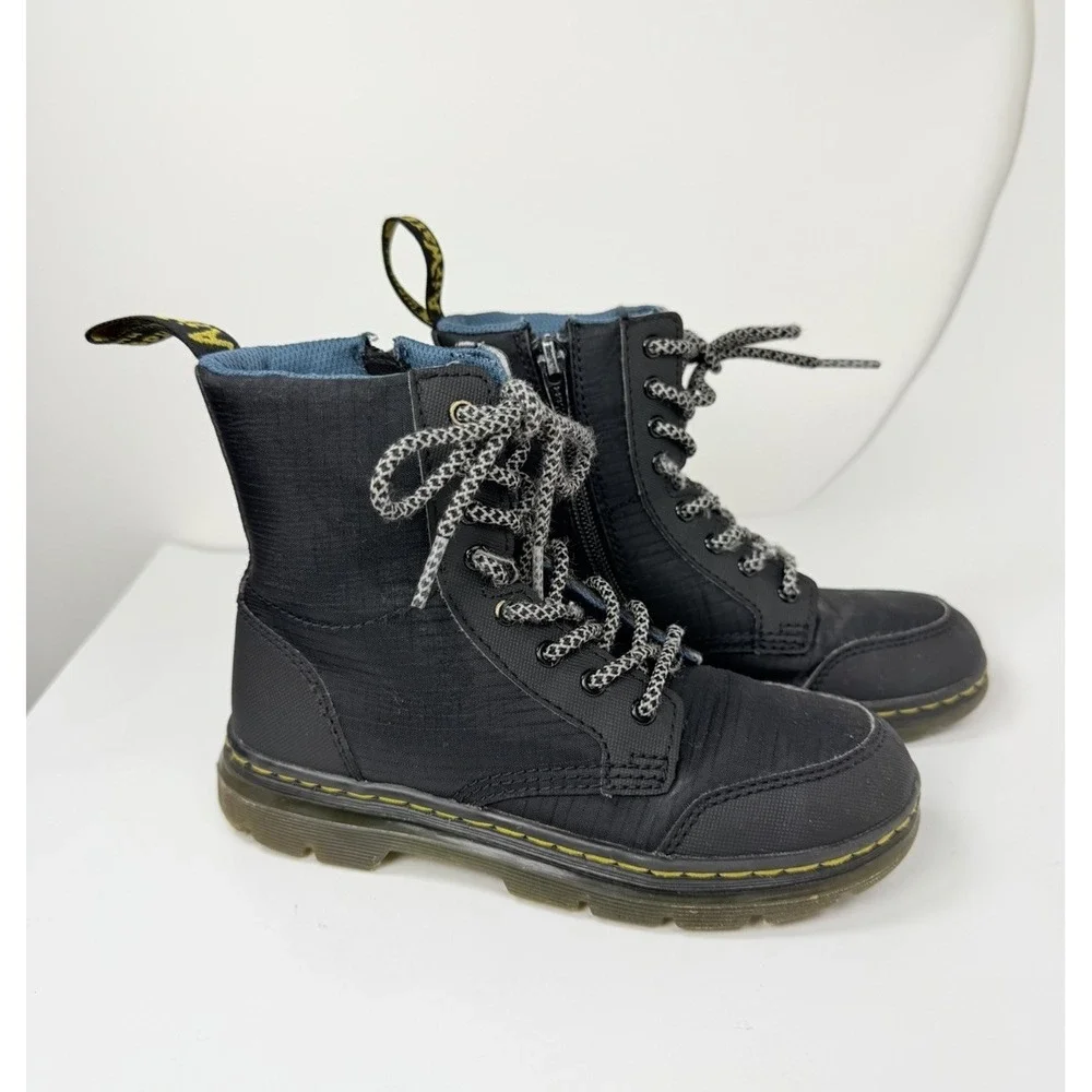 Dr. Martens Combs Cap Junior Youth Size 1 Black Lace Up Zip Eye‎ Ankle Boots